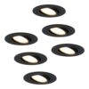 Set van 6 Miro LED inbouwspots - GU10 4 Watt 345 lumen - 2700K Warm wit - Dimbaar - Rond - Kantelbaar - IP20 Voor binnen - Zwart | HOFTRONIC