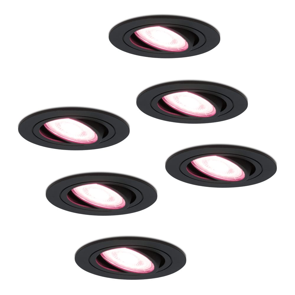 Set van 6 Miro smart inbouwspots - Wifi + Bluetooth - RGBWW - GU10 - Kantelbaar - Google Home