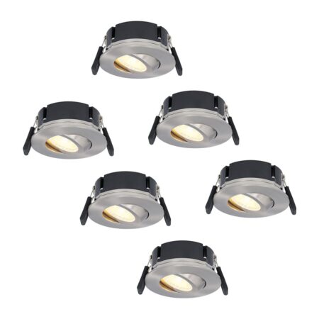 Set van 6 Napels LED inbouwspots Extra Plat (39mm) - 360° Kantelbaar - 8 Watt 570 Lumen - Dimbaar - IP65 Waterdicht voor Badkamer