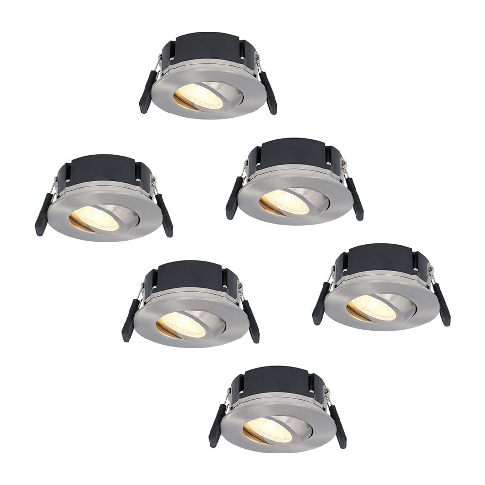 Set van 6 Napels LED inbouwspots Extra Plat (39mm) - 360° Kantelbaar - 8 Watt 570 Lumen - Dimbaar - IP65 Waterdicht voor Badkamer