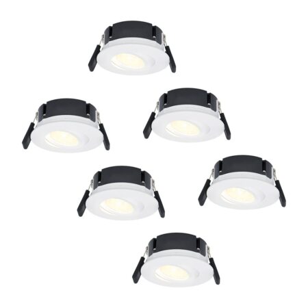 Set van 6 Napels LED inbouwspots Extra Plat (39mm) - 360° Kantelbaar - 8 Watt 570 Lumen - Dimbaar - IP65 Waterdicht voor Badkamer