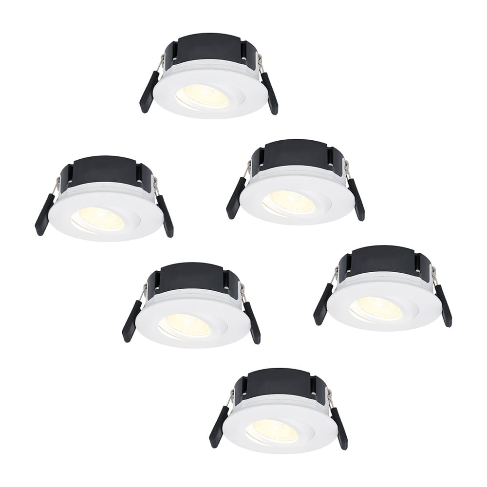 Set van 6 Napels LED inbouwspots Extra Plat (39mm) - 360° Kantelbaar - 8 Watt 570 Lumen - Dimbaar - IP65 Waterdicht voor Badkamer