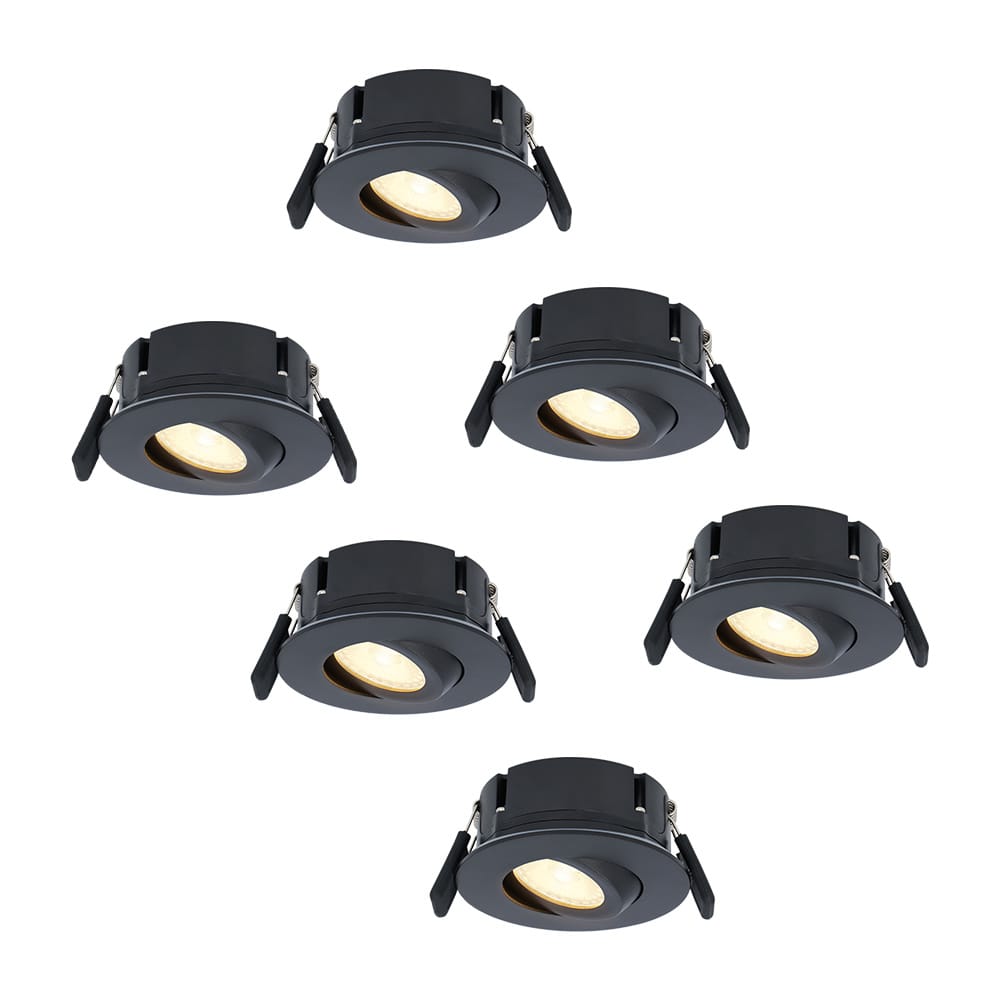 Set van 6 Napels LED inbouwspots Extra Plat (39mm) - 360° Kantelbaar - 8 Watt 570 Lumen - Dimbaar - IP65 Waterdicht voor Badkamer