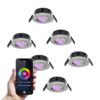 Set van 6 Napels smart inbouwspots - IP65 Waterdicht - 8 Watt 600 Lumen - Kantelbaar - Wifi + Bluetooth - RGBWW - Google Home
