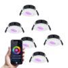 Set van 6 Napels smart inbouwspots - IP65 Waterdicht - 8 Watt 600 Lumen - Kantelbaar - Wifi + Bluetooth - RGBWW - Google Home