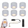 Set van 6 Navarra Smart LED Mini opbouwspots - Veranda spots - 12V 3W 200lm - Dimbaar - Wifi & Bluetooth - 2700K - IP44 waterdicht - RVS | HOFTRONIC