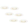 Set van 6 Nola LED inbouwspots - Lage inbouwdiepte (49mm) - 5 Watt 450 lumen - 2700K warm wit - Dimbaar - Rond - IP65 waterdicht voor binnen