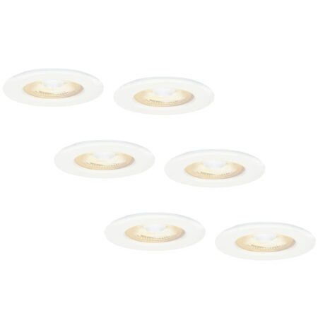 Set van 6 Nola LED inbouwspots - Lage inbouwdiepte (49mm) - 5 Watt 450 lumen - 2700K warm wit - Dimbaar - Rond - IP65 waterdicht voor binnen