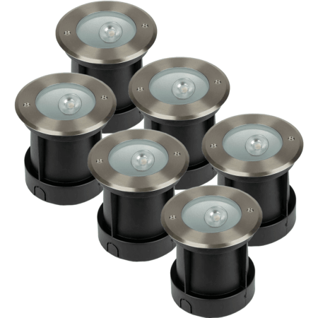 Set van 6 Oblique LED Grondspots buiten - XL Ø15cm - 20° Stralingshoek - 4000K neutraal wit - 8W 350lm - Tuinspot - RVS - IP67 waterdicht | V-TAC