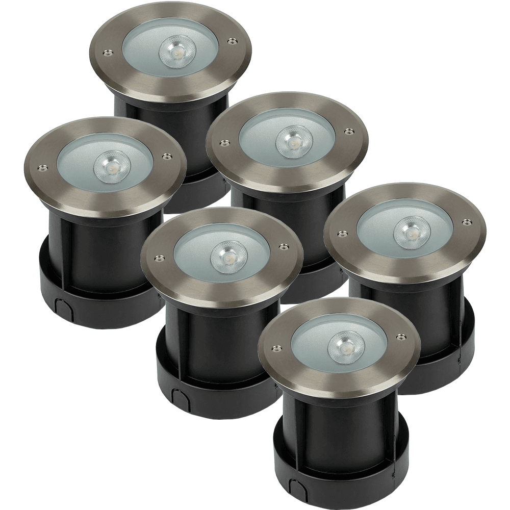 Set van 6 Oblique LED Grondspots buiten - XL Ø15cm - 20° Stralingshoek - 4000K neutraal wit - 8W 350lm - Tuinspot - RVS - IP67 waterdicht | V-TAC