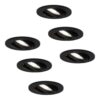 Set van 6 Oslo LED inbouwspot - 4 Watt 345 Lumen - 6500K Neutraal wit - GU10 - Dimbaar - Rond - Kantelbaar - IP20 Stofdicht - Zwart | HOFTRONIC