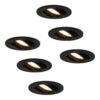 Set van 6 Oslo LED inbouwspots - 4 Watt 345 lumen - 2700K Warm wit - GU10 - Dimbaar - Rond - Kantelbaar - IP20 voor binnen - Zwart | HOFTRONIC
