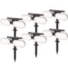 Set van 6 Pato - Solar prikspot - Bewegingssensor en schemerschakelaar - PIR - 6000K Daglicht wit - 2 lichtstanden - 300 Lumen - 6-12 uur brandtijd - IP65 waterdicht - Tuinspot | HOFTRONIC