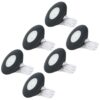 Set van 6 Pavo - Platte LED ipbouwspots met lage inbouwdiepte 12mm - 3 Watt 300 Lumen - 2700K Warm wit - Dimbaar - Rond - Meubelspot - IP44 waterdicht - Zwart | HOFTRONIC