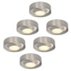 Set van 6 Pavo - Platte LED opbouwspots 23mm - 3W 300lm - 2700K - Dimbaar - Rond - IP44 - RVS | HOFTRONIC