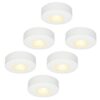 Set van 6 Pavo - Platte LED opbouwspots 23mm - 3W 300lm - 2700K - Dimbaar - Rond - IP44 - Wit | HOFTRONIC