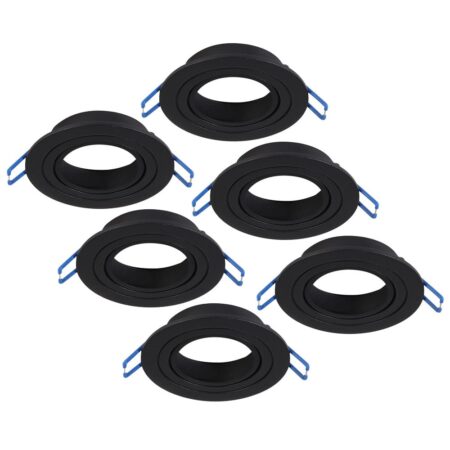 Set van 6 Pedro LED Inbouwspots - Kantelbaar - Diameter 90mm - Rond - GU10 Fitting inbouwarmatuur - IP20 voor binnen - Zwart | HOFTRONIC