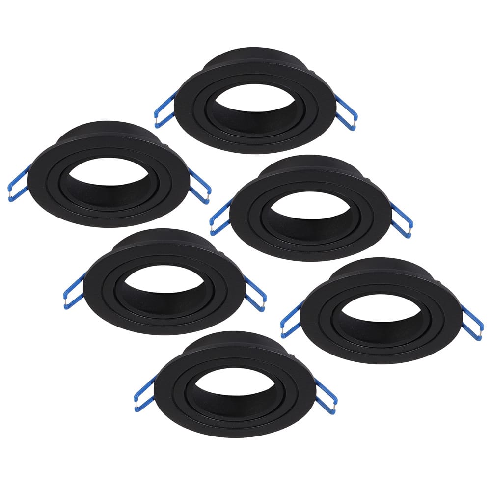 Set van 6 Pedro LED Inbouwspots - Kantelbaar - Diameter 90mm - Rond - GU10 Fitting inbouwarmatuur - IP20 voor binnen - Zwart | HOFTRONIC
