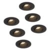 Set van 6 Philadelphia LED inbouwspots - Dimbaar - Incl. GU10 - 2700K - 4 Watt - Zwart - Kantelbaar - IP20 voor binnen - Rond | HOFTRONIC