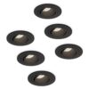 Set van 6 Philadelphia LED inbouwspots - Dimbaar - Incl. GU10 - 4000K - 4 Watt - Zwart - Kantelbaar - IP20 voor binnen - Rond | HOFTRONIC