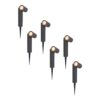 Set van 6 Pinero LED prikspots - GU10 4 Watt 345 lumen - Dimbaar - Kantelbaar - 2700K warm wit - IP65 Waterdicht - Zwart - Tuinspots | HOFTRONIC