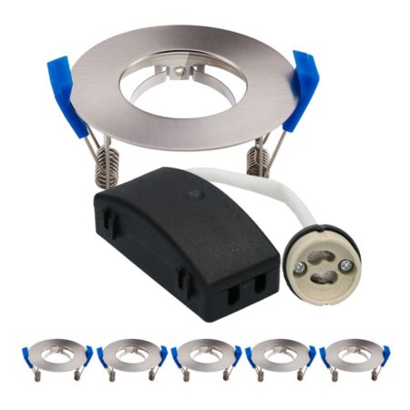 Set van 6 Pisa - LED Inbouwspots - Armatuur - Diameter 85mm - GU10 Fitting incl. lamphouder - Rond - IP65 voor badkamer en buiten - RVS | HOFTRONIC