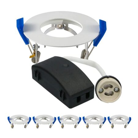 Set van 6 Pisa - LED Inbouwspots - Armatuur - Diameter 85mm - GU10 Fitting incl. lamphouder - Rond - IP65 voor badkamer en buiten - Wit | HOFTRONIC