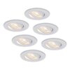 Set van 6 Pittsburg LED inbouwspots - 6W 570lm - GU10 LED Module - Extra plat - 4000K neutraal wit - Dimbaar - Kantelbaar - Binnen - Wit | HOFTRONIC