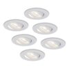 Set van 6 Pittsburg LED inbouwspots - Extra plat 58mm - GU10 LED Module - 6000K daglicht wit - Dimbaar - Rond - Kantelbaar - Voor binnen - Wit | HOFTRONIC
