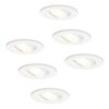 Set van 6 Pittsburg LED inbouwspots - GU10 4 Watt 345 Lumen - 4000K Neutraal wit - Dimbaar - Rond - Kantelbaar - IP20 Voor binnen - Wit | HOFTRONIC