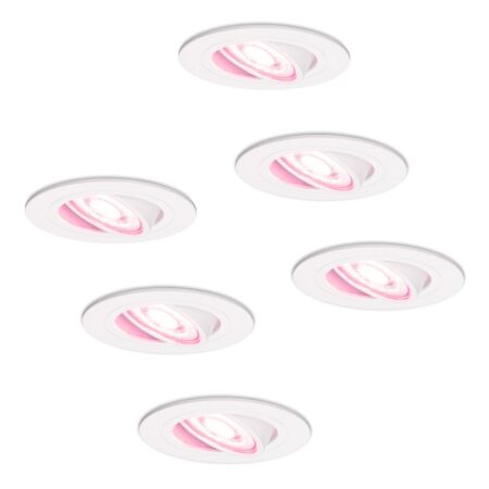 Set van 6 Pittsburg Smart inbouwspots - 4.8 Watt 345 Lumen - Wifi + Bluetooth - RGBWW - GU10 - Google Home