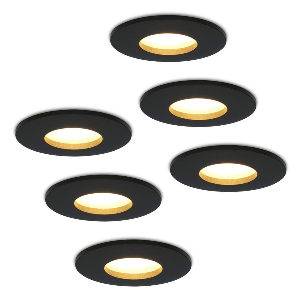 Set van 6 Porto - LED Inbouwspots - 4 Watt 345 lumen - 2700K Warm wit - GU10 - Dimbaar - Rond - IP44 voor badkamer