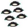 Set van 6 Prado dimbare LED Inbouwspots - 6 watt 570 lumen - CCT instelbare lichtkleur 2700K/4000K/6000K - Lage inbouwdiepte 25 mm - Rond - IP44 voor binnen en buiten - Zwart | HOFTRONIC