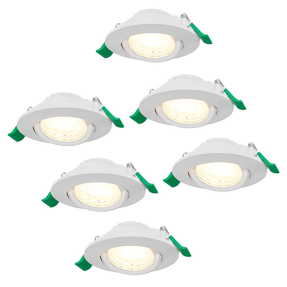 Set van 6 Prado dimbare LED-inbouwspots - 6 watt 570 lumen - CCT instelbare lichtkleur 2700K/4000K/6000K - lage inbouwdiepte 25 mm - rond - IP20 voor gebruik binnenshuis - Wit | HOFTRONIC