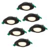 Set van 6 Prado dimbare LED-inbouwspots - 6 watt 570 lumen - CCT instelbare lichtkleur 2700K/4000K/6000K - lage inbouwdiepte 25 mm - rond - IP20 voor gebruik binnenshuis - Zwart | HOFTRONIC