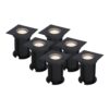 Set van 6 Ramsay LED Grondspots - Vierkant - Dimbaar - GU10 - 4000K neutraal wit - 4 Watt 345 Lumen - Tuinspot - Zwart - IP67 waterdicht - Overrijdbaar voor de Oprit