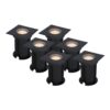 Set van 6 Ramsay LED Grondspots vierkant - Dimbaar - GU10 - 2700K warm wit - 4 Watt 345 lumen - Tuinspot - Zwart - IP67 waterdicht - Overrijdbaar voor de Oprit