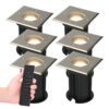 Set van 6 Ramsay LED Grondspots vierkant buiten - Dimbaar - GU10 - 2700K warm wit - 4 Watt 345 lumen - Tuinspot - RVS - IP67 waterdicht - Incl. Afstandsbediening | HOFTRONIC