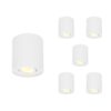 Set van 6 Ray LED opbouwspots - Rond - Dimbaar - 4 Watt 345 lumen - 2700K warm wit - Kantelbaar - GU10 - Plafondspot - IP20 Voor binnen - Wit | HOFTRONIC