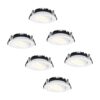 Set van 6 Rome LED inbouwspots - Kantelbaar - IP44 waterdicht - 6 Watt 500 lumen - 2700K warm wit - Lage inbouwdiepte 27mm - Dimbaar - Rond - Wit - Voor binnen en buiten | HOFTRONIC