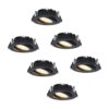Set van 6 Rome LED inbouwspots - Kantelbaar - IP44 waterdicht - 6 Watt 500 lumen - 2700K warm wit - Lage inbouwdiepte 27mm - Dimbaar - Rond - Zwart - Voor binnen en buiten | HOFTRONIC