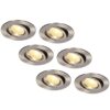 Set van 6 Salerno LED inbouwspots - 8W 650 lumen - 2700K warm wit - Dimbaar - Rond - Kantelbaar - IP44 waterdicht - RVS - Voor binnen