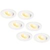 Set van 6 Salerno LED inbouwspots - 8W 650 lumen - 2700K warm wit - Dimbaar - Rond - Kantelbaar - IP44 waterdicht - Wit - Voor binnen