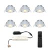 Set van 6 Sienna LED Mini Inbouwspots met trafo - 12 Volt 3 Watt 200 lumen - Dimbaar - Kantelbaar - Plat 30mm - 2700K - IP44 waterdicht - RVS | HOFTRONIC