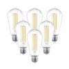 Set van 6 Smart E27 LED Filament Lamp - 7 Watt 806 lumen - ST64 Helder - 1800-3000K - Dimbaar - Edison lamp | HOFTRONIC