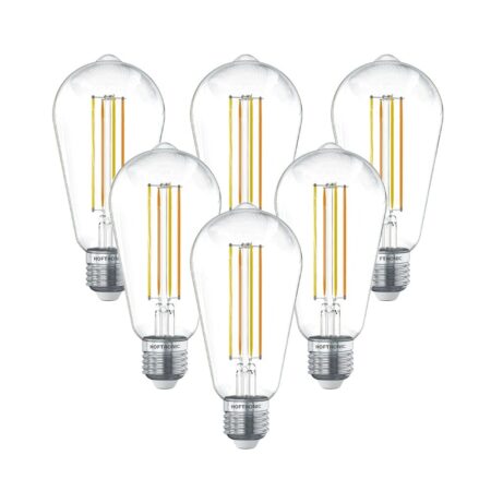 Set van 6 Smart E27 LED Filament Lamp - 7 Watt 806 lumen - ST64 Helder - 1800-3000K - Dimbaar - Edison lamp | HOFTRONIC