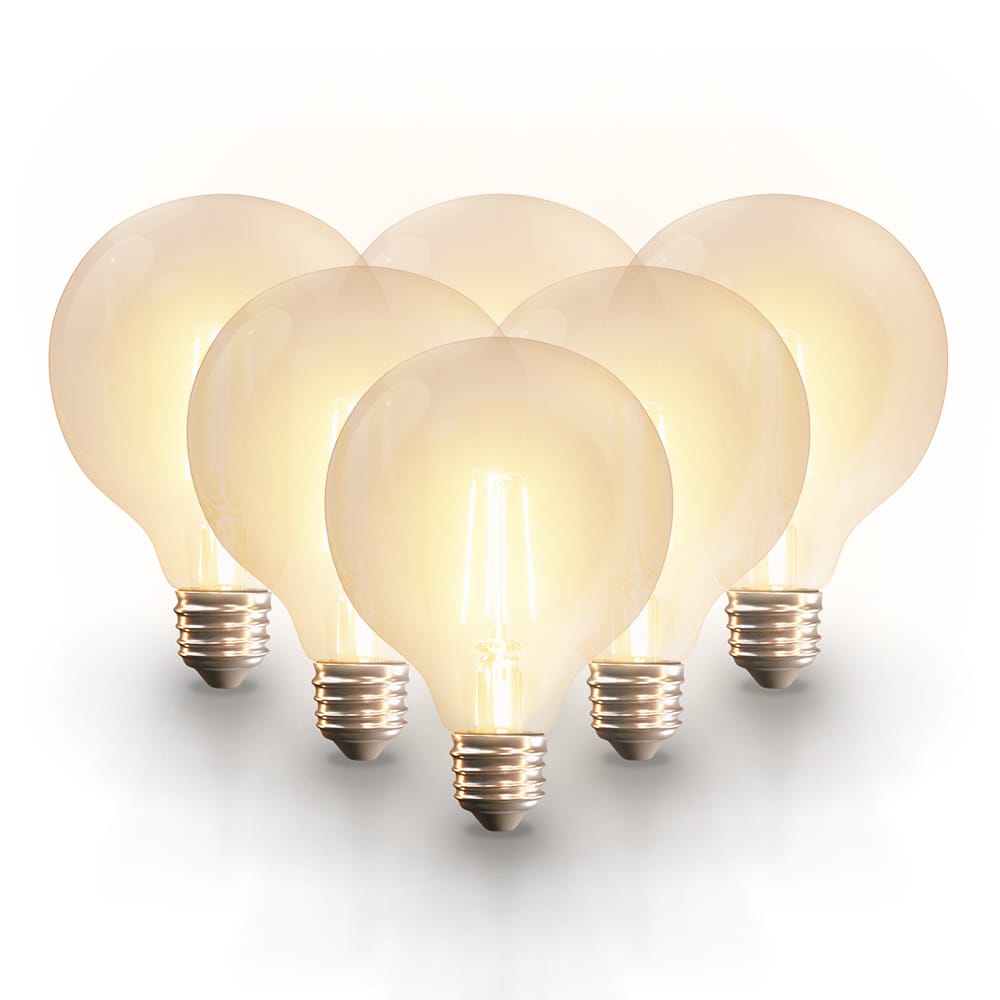 Set van 6 Smart filament lampen - G125 bolvorm - E27 - 7 Watt 806 lumen - CCT White Ambience - Wifi & Bluetooth - Bestuurbaar via app - Google Home