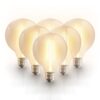 Set van 6 Smart filament lampen - G95 bolvorm - E27 - 7 Watt 806 lumen - CCT White Ambience - Wifi & Bluetooth - Bestuurbaar via app - Google Home