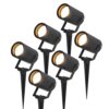 Set van 6 Spikey LED prikspots - GU10 4 Watt 345 Lumen - Dimbaar - Kantelbaar - 4000K neutraal wit - IP64 Waterdicht - Zwart - Tuinspots - Pinspots | HOFTRONIC
