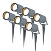 Set van 6 Spikey LED prikspots - GU10 4 Watt 345 Lumen - Dimbaar - Kantelbaar - 6500K daglicht wit - IP64 Waterdicht - Antraciet - Tuinspots - Pinspots | HOFTRONIC